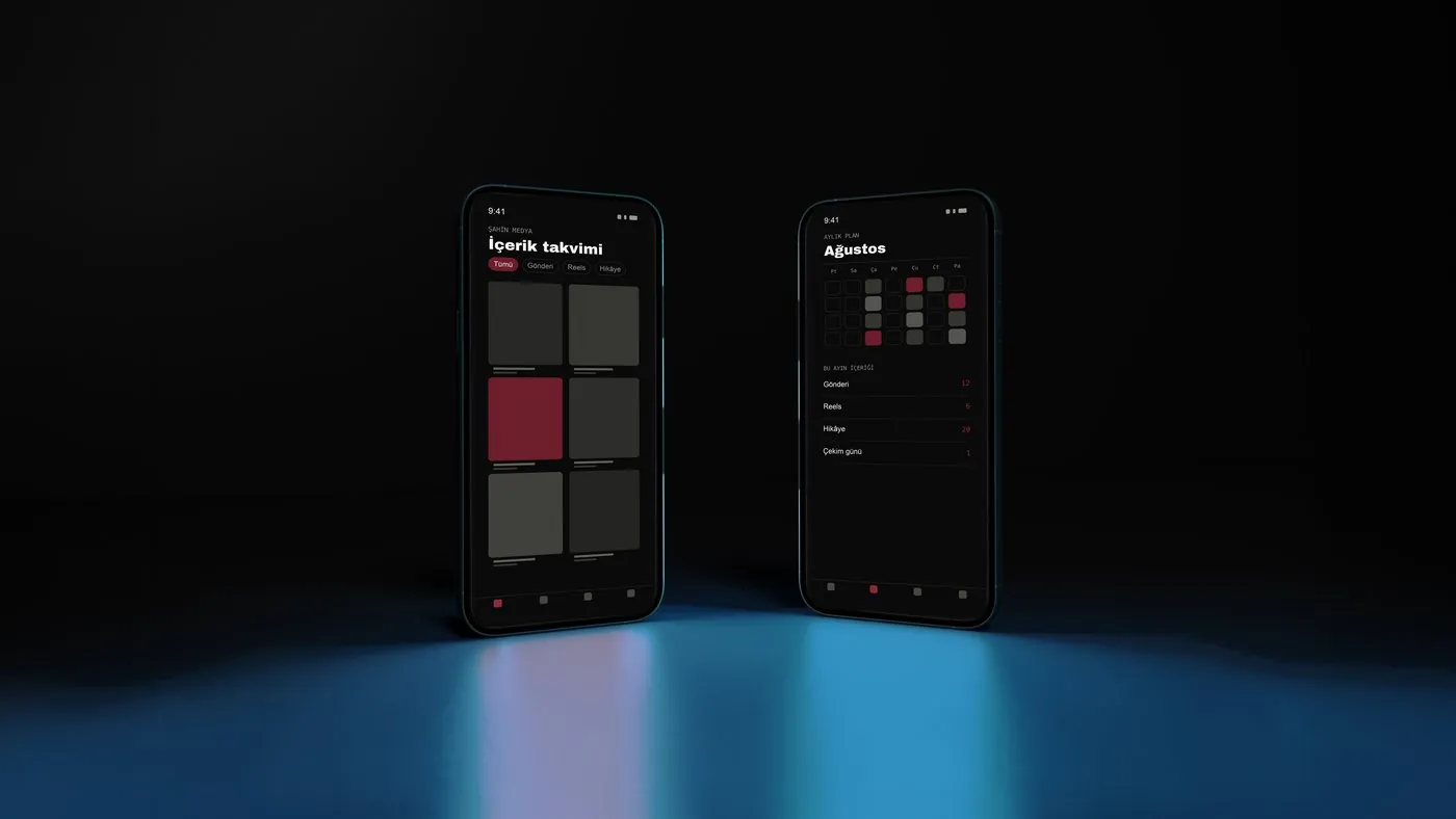 Koyu zeminde yan yana duran iki telefon